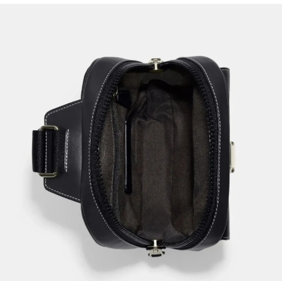 Coach Men's Sling Track Backpack with Blue Plaid Leather Canvas Bookbag $398 - Picture 2 of 4